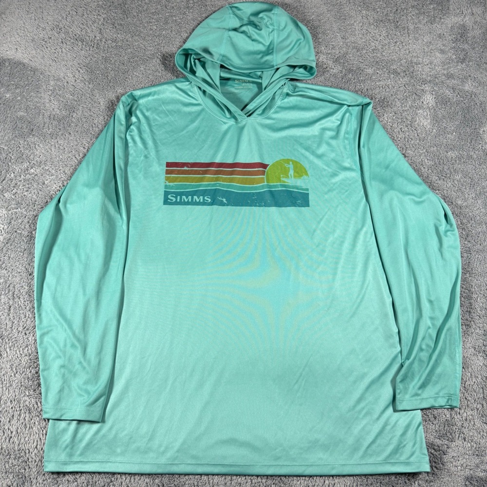 Simms Fishing Lightweight Hoodie Performance Mens 2XL Graphic Stretch